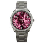 Flower Flora Decoration Pattern Drawing Leaves Sport Metal Watch