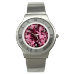 Flower Flora Decoration Pattern Drawing Leaves Stainless Steel Watch