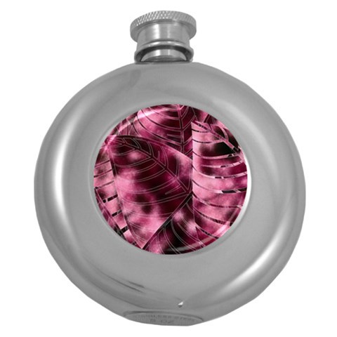 Flower Flora Decoration Pattern Drawing Leaves Round Hip Flask (5 oz) from ArtsNow.com Front