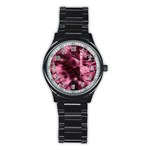 Flower Flora Decoration Pattern Drawing Leaves Stainless Steel Round Watch