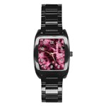 Flower Flora Decoration Pattern Drawing Leaves Stainless Steel Barrel Watch