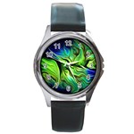 Fractal Art Pattern Abstract Fantasy Digital Round Metal Watch