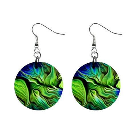 Fractal Art Pattern Abstract Fantasy Digital Mini Button Earrings from ArtsNow.com Front
