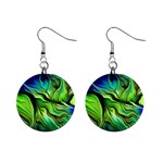 Fractal Art Pattern Abstract Fantasy Digital Mini Button Earrings