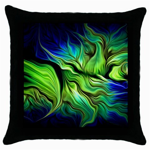 Fractal Art Pattern Abstract Fantasy Digital Throw Pillow Case (Black) from ArtsNow.com Front