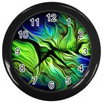 Fractal Art Pattern Abstract Fantasy Digital Wall Clock (Black)