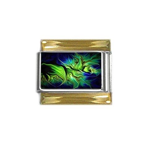 Fractal Art Pattern Abstract Fantasy Digital Gold Trim Italian Charm (9mm) from ArtsNow.com Front