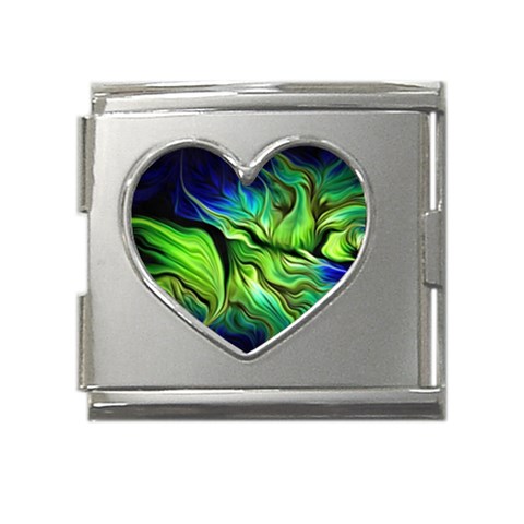 Fractal Art Pattern Abstract Fantasy Digital Mega Link Heart Italian Charm (18mm) from ArtsNow.com Front