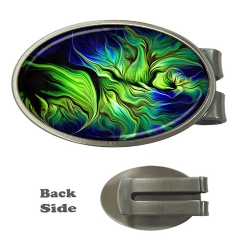 Fractal Art Pattern Abstract Fantasy Digital Money Clips (Oval)  from ArtsNow.com Front