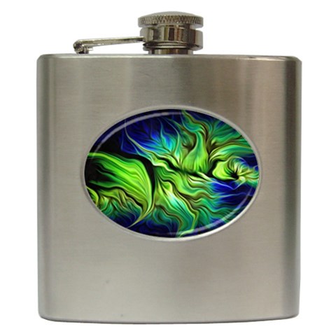 Fractal Art Pattern Abstract Fantasy Digital Hip Flask (6 oz) from ArtsNow.com Front