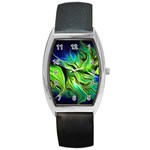 Fractal Art Pattern Abstract Fantasy Digital Barrel Style Metal Watch