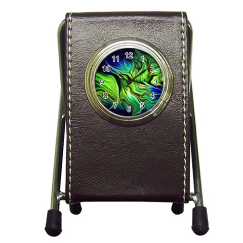 Fractal Art Pattern Abstract Fantasy Digital Pen Holder Desk Clock from ArtsNow.com Front