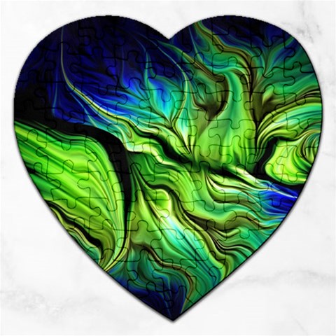 Fractal Art Pattern Abstract Fantasy Digital Jigsaw Puzzle (Heart) from ArtsNow.com Front