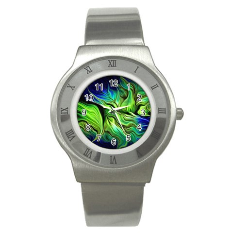 Fractal Art Pattern Abstract Fantasy Digital Stainless Steel Watch from ArtsNow.com Front
