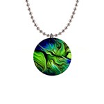 Fractal Art Pattern Abstract Fantasy Digital 1  Button Necklace