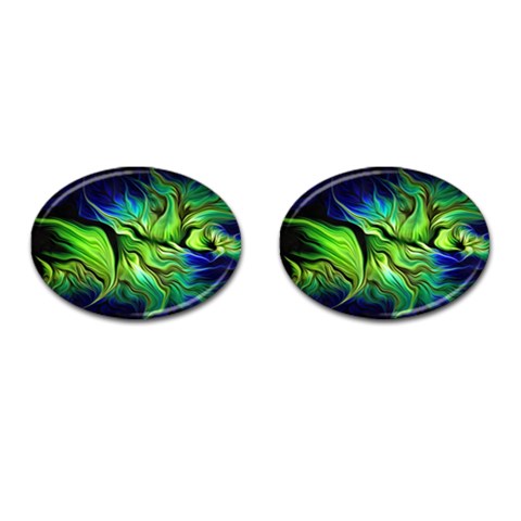 Fractal Art Pattern Abstract Fantasy Digital Cufflinks (Oval) from ArtsNow.com Front(Pair)