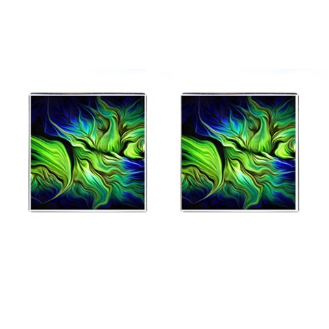 Fractal Art Pattern Abstract Fantasy Digital Cufflinks (Square) from ArtsNow.com Front(Pair)