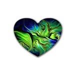 Fractal Art Pattern Abstract Fantasy Digital Rubber Coaster (Heart)