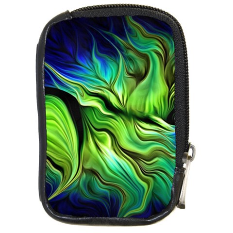 Fractal Art Pattern Abstract Fantasy Digital Compact Camera Leather Case from ArtsNow.com Front