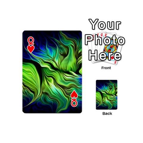 Queen Fractal Art Pattern Abstract Fantasy Digital Playing Cards 54 Designs (Mini) from ArtsNow.com Front - HeartQ