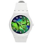 Fractal Art Pattern Abstract Fantasy Digital Round Plastic Sport Watch (M)