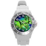 Fractal Art Pattern Abstract Fantasy Digital Round Plastic Sport Watch (L)