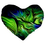 Fractal Art Pattern Abstract Fantasy Digital Large 19  Premium Heart Shape Cushions