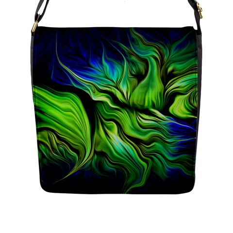 Fractal Art Pattern Abstract Fantasy Digital Flap Closure Messenger Bag (L) from ArtsNow.com Front