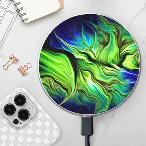 Fractal Art Pattern Abstract Fantasy Digital Wireless Fast Charger(White) from ArtsNow.com Front