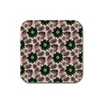 Floral Flower Spring Rose Watercolor Wreath Rubber Square Coaster (4 pack)