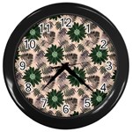 Floral Flower Spring Rose Watercolor Wreath Wall Clock (Black)