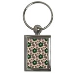 Floral Flower Spring Rose Watercolor Wreath Key Chain (Rectangle)