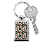 Floral Flower Spring Rose Watercolor Wreath Key Chain (Rectangle)