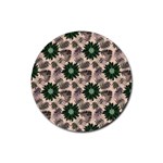 Floral Flower Spring Rose Watercolor Wreath Rubber Coaster (Round)