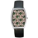 Floral Flower Spring Rose Watercolor Wreath Barrel Style Metal Watch