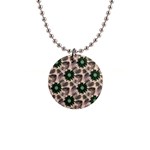 Floral Flower Spring Rose Watercolor Wreath 1  Button Necklace