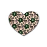 Floral Flower Spring Rose Watercolor Wreath Rubber Heart Coaster (4 pack)