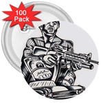 Scarface Movie Traditional Tattoo 3  Buttons (100 pack) 