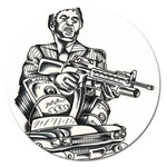 Scarface Movie Traditional Tattoo Magnet 5  (Round)