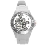 Scarface Movie Traditional Tattoo Round Plastic Sport Watch (L)