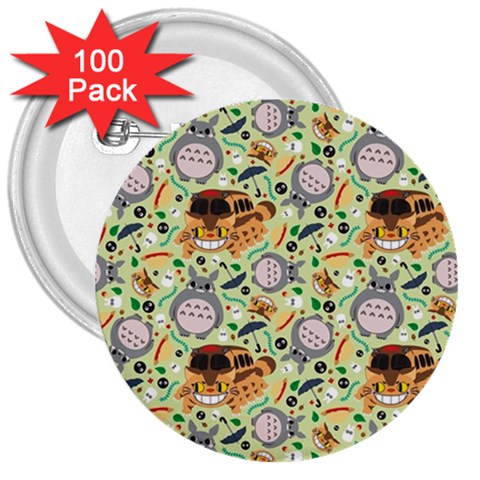 My Neighbor Totoro Pattern 3  Buttons (100 pack)  from ArtsNow.com Front
