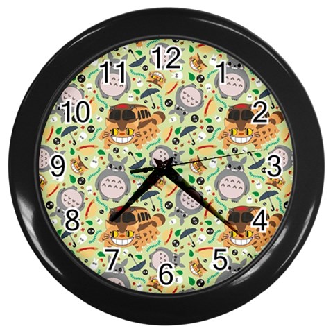 My Neighbor Totoro Pattern Wall Clock (Black) from ArtsNow.com Front