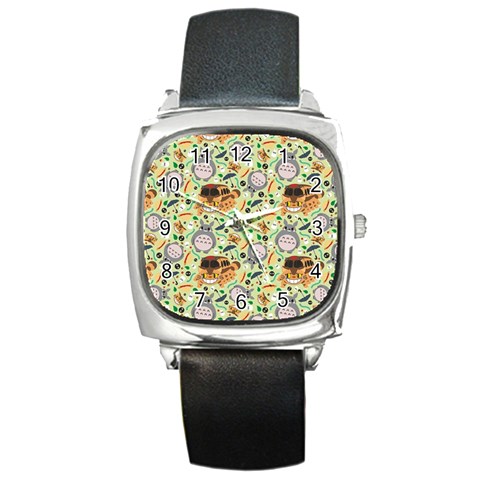 My Neighbor Totoro Pattern Square Metal Watch from ArtsNow.com Front