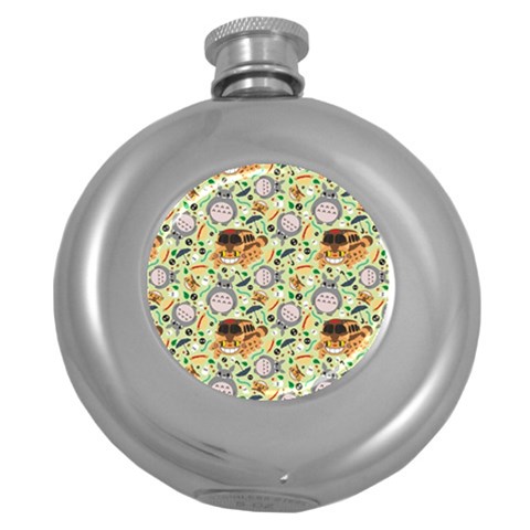 My Neighbor Totoro Pattern Round Hip Flask (5 oz) from ArtsNow.com Front