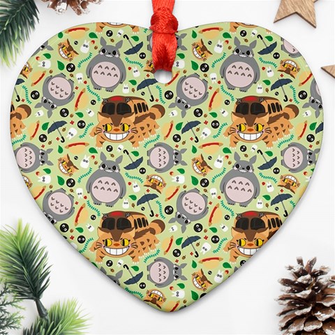 My Neighbor Totoro Pattern Heart Ornament (Two Sides) from ArtsNow.com Front