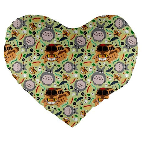 My Neighbor Totoro Pattern Large 19  Premium Heart Shape Cushions from ArtsNow.com Front