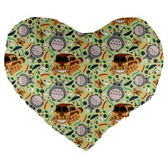 My Neighbor Totoro Pattern Large 19  Premium Flano Heart Shape Cushions from ArtsNow.com Front