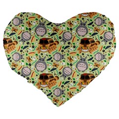 My Neighbor Totoro Pattern Large 19  Premium Flano Heart Shape Cushions from ArtsNow.com Back