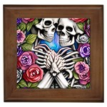 Floral Skeletons Framed Tile