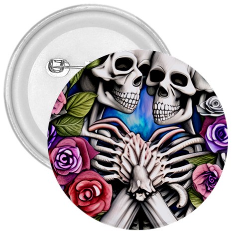 Floral Skeletons 3  Buttons from ArtsNow.com Front